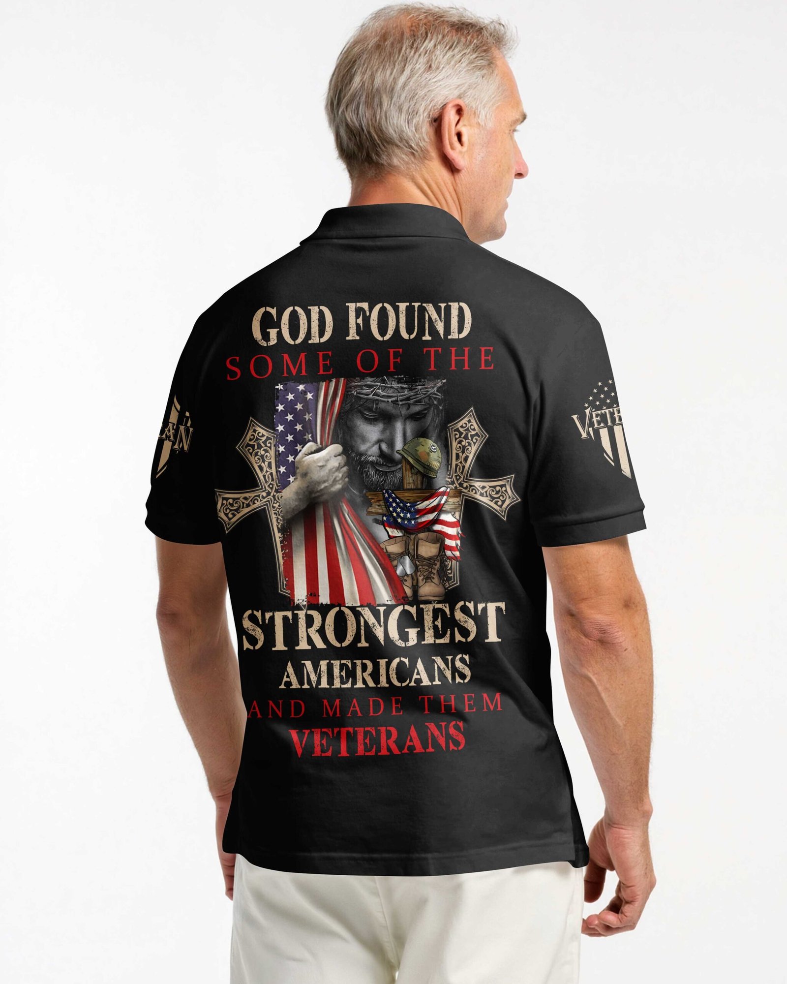 God Found Some Of The Strongest Americans And Made Them Veterans Polo - Image 3