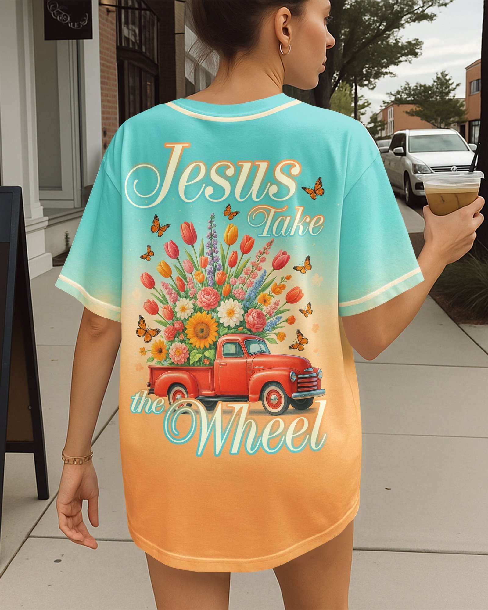 Jesus Take The Wheel All Over Print Jersey - Image 2