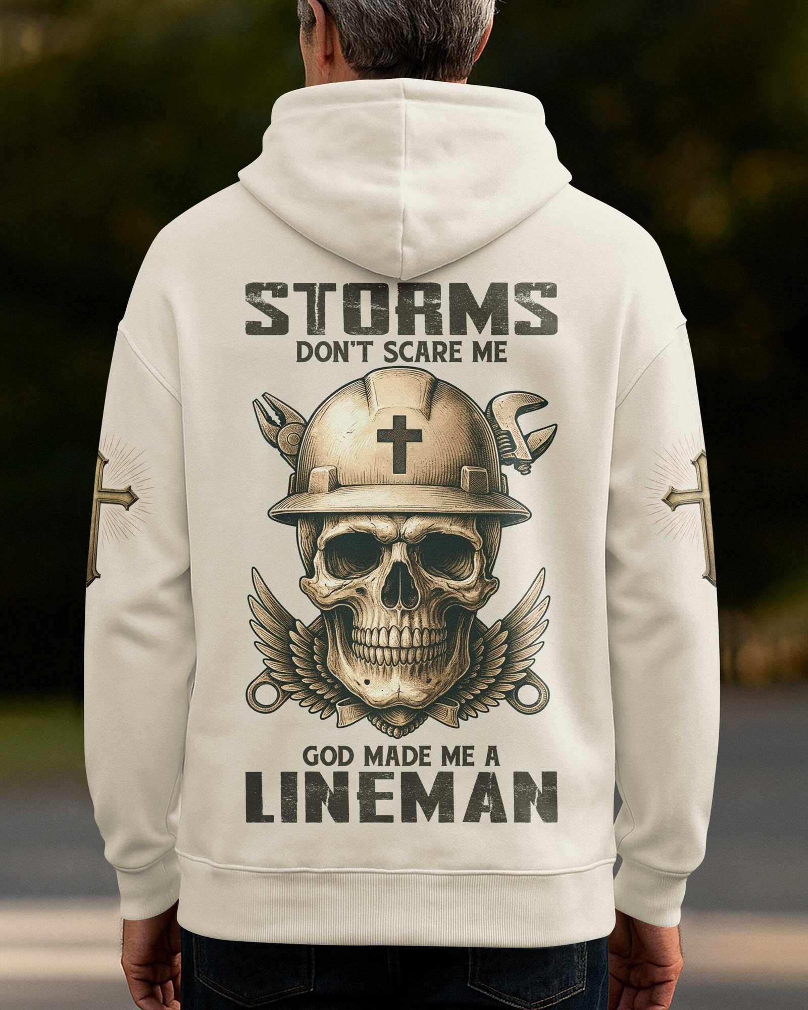 Storms Don't Scare Me God Made Me A Lineman Hoodie - Image 9