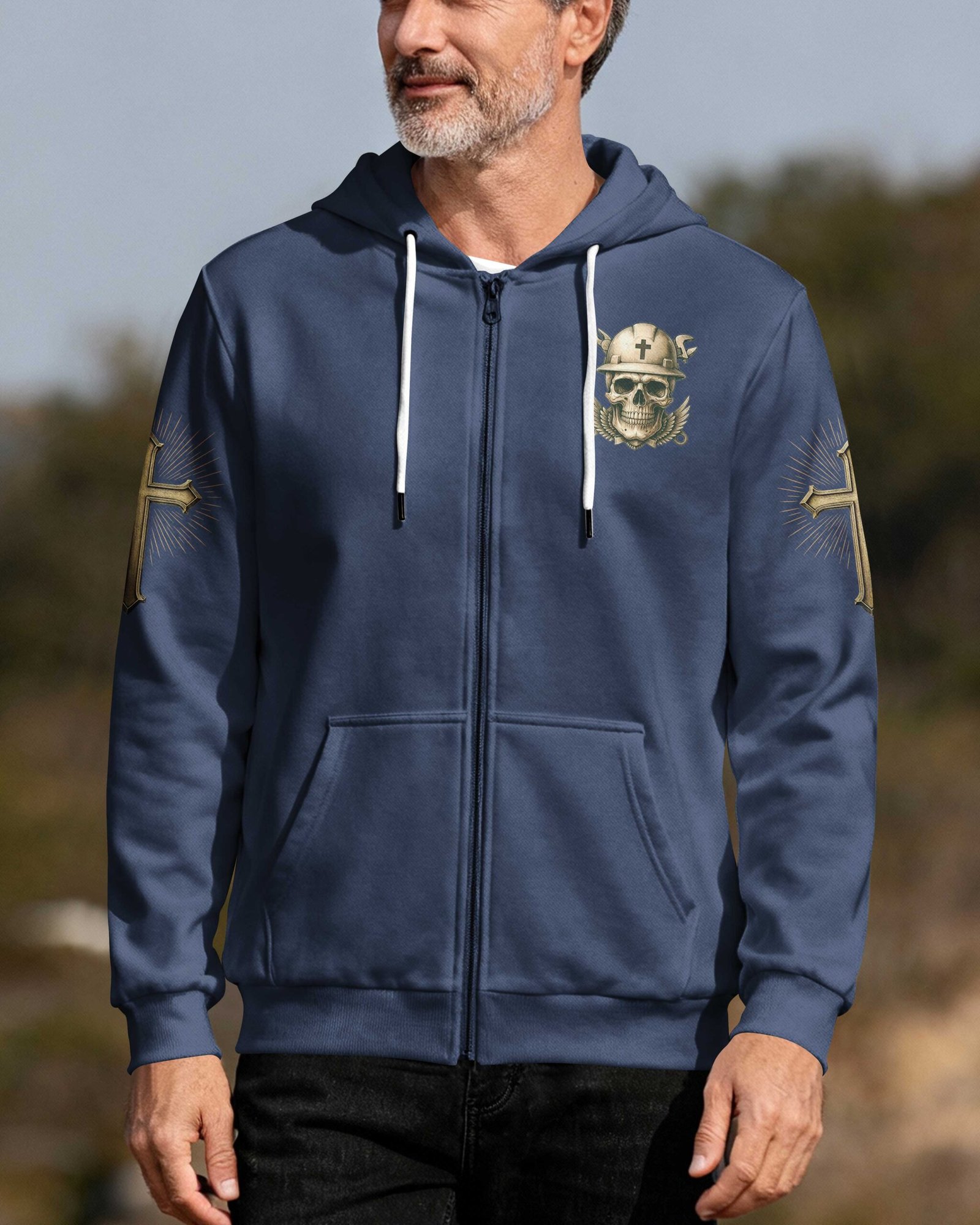 Storms Don't Scare Me God Made Me A Lineman Zip Hoodie - Image 6