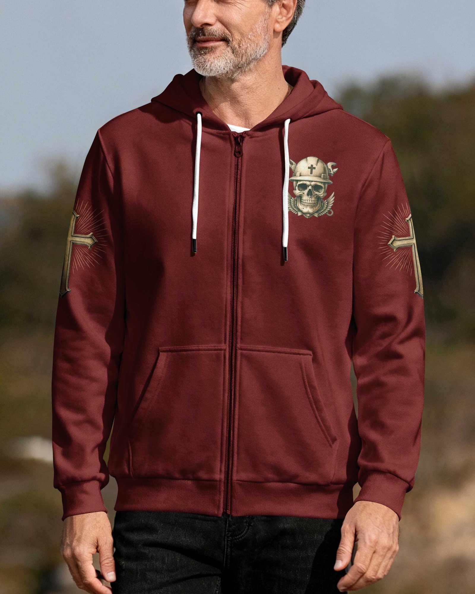 Storms Don't Scare Me God Made Me A Lineman Zip Hoodie - Image 2