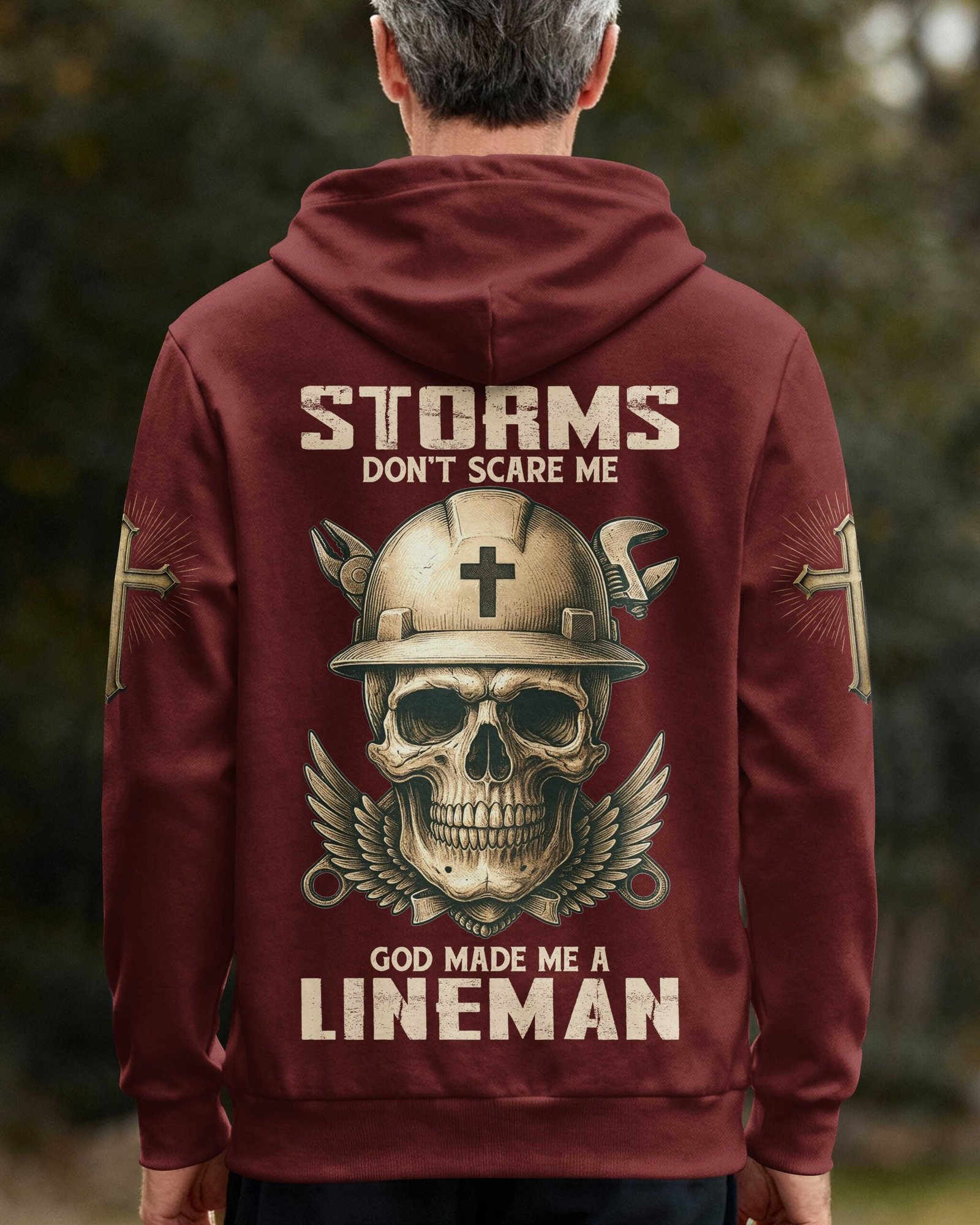 Storms Don't Scare Me God Made Me A Lineman Zip Hoodie