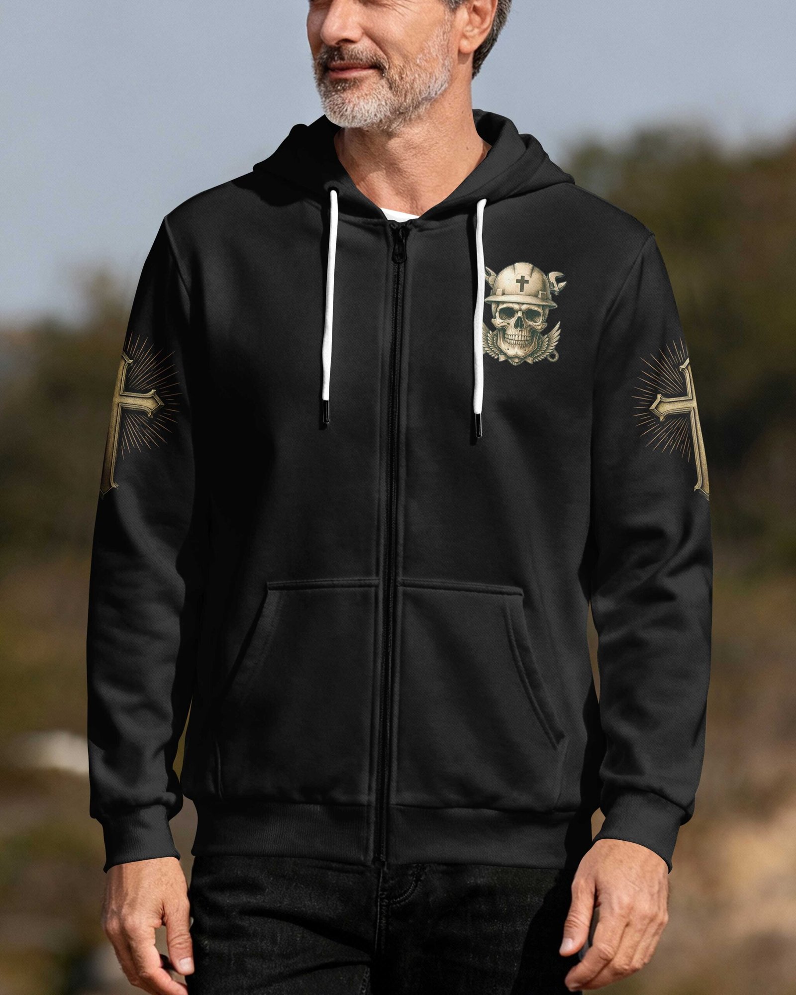 Storms Don't Scare Me God Made Me A Lineman Zip Hoodie - Image 7