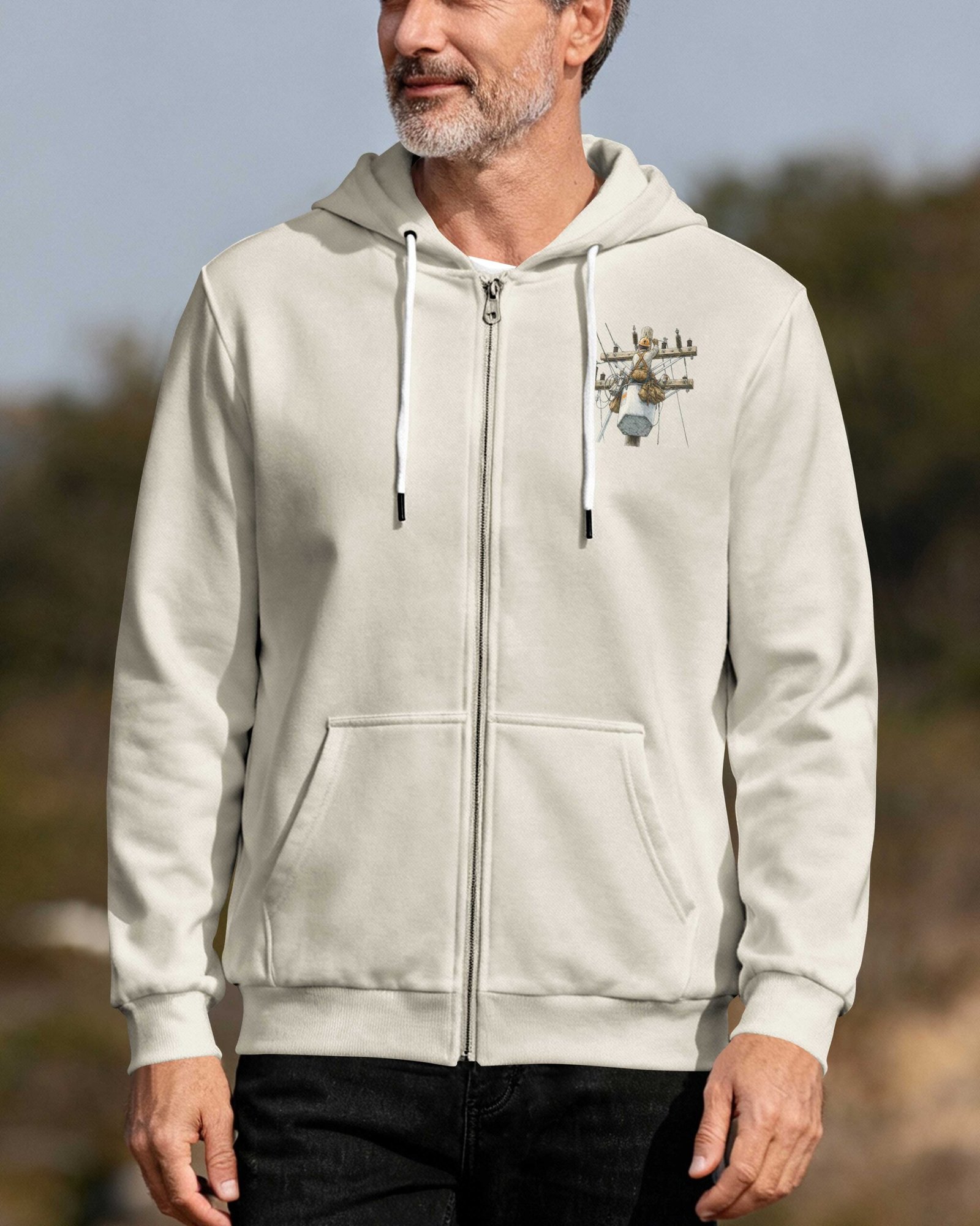 This Lineman Fixes What Storms Break With The Strength God Gives Zip Hoodie - Image 3